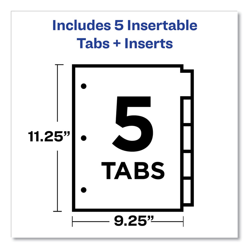 Avery Insertable Big Tab Plastic Three-Pocket Corner Lock Dividers, 5-Tab, 11.13 x 9.25, Assorted, 1 Set