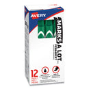 Avery MARKS A LOT Large Desk-Style Permanent Marker, Broad Chisel Tip, Green, Dozen (8885)