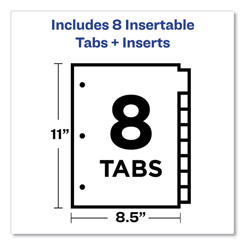 Office Essentials Plastic Insertable Dividers, 8-Tab, 11 x 8.5, Assorted Tabs, 1 Set