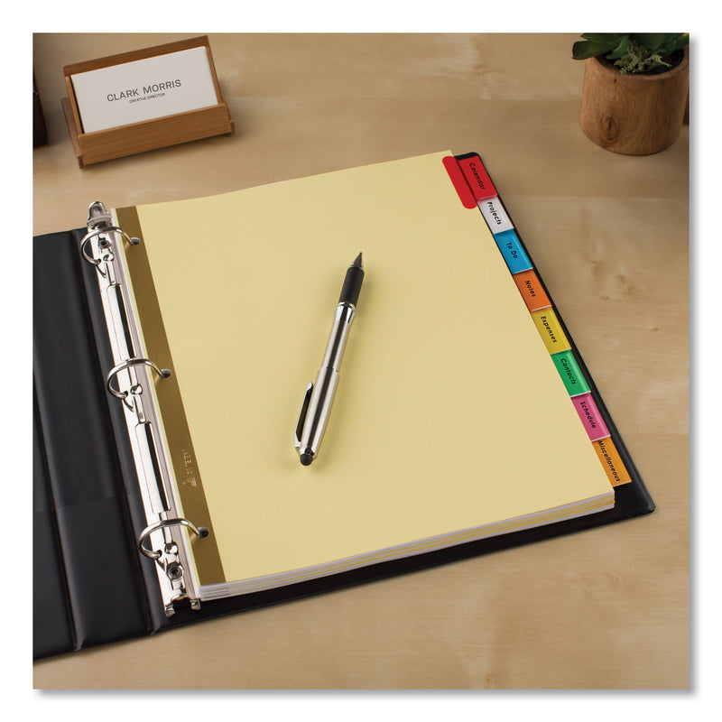 Avery Insertable Big Tab Dividers, 8-Tab, Double-Sided Gold Edge Reinforcing, 11 x 8.5, Buff, Assorted Tabs, 1 Set