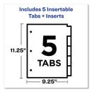 Avery Insertable Big Tab Dividers, 5-Tab, Single-Sided Copper Edge Reinforcing, 11.13 x 9.25, White, Clear Tabs, 1 Set