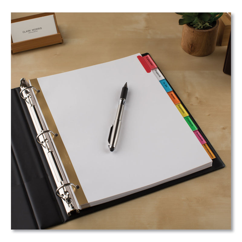 Avery Insertable Big Tab Dividers, 8-Tab, Double-Sided Gold Edge Reinforcing, 11 x 8.5, White, Assorted Tabs, 1 Set
