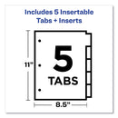Avery Insertable Big Tab Dividers, 5-Tab, Double-Sided Gold Edge Reinforcing, 11 x 8.5, Buff, Clear Tabs, 1 Set
