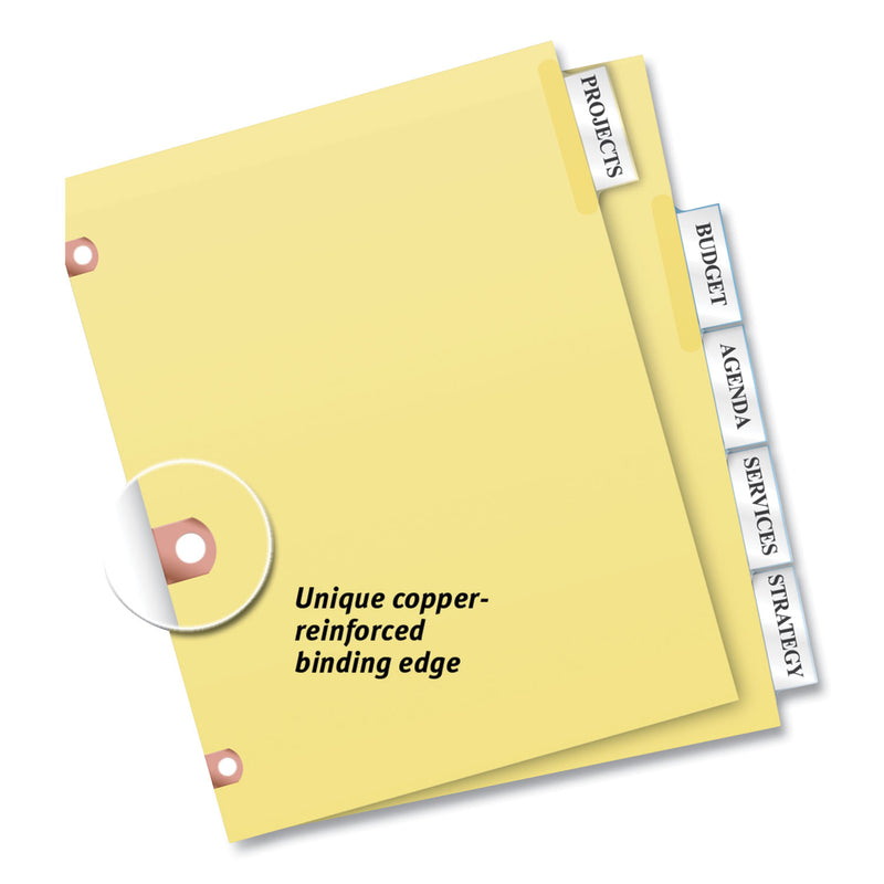Avery Insertable Big Tab Dividers, 5-Tab, Single-Sided Copper Edge Reinforcing, 11 x 8.5, Buff, Clear Tabs, 1 Set