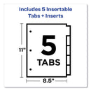 Avery Insertable Big Tab Dividers, 5-Tab, Double-Sided Gold Edge Reinforcing, 11 x 8.5, White, Assorted Tabs, 1 Set