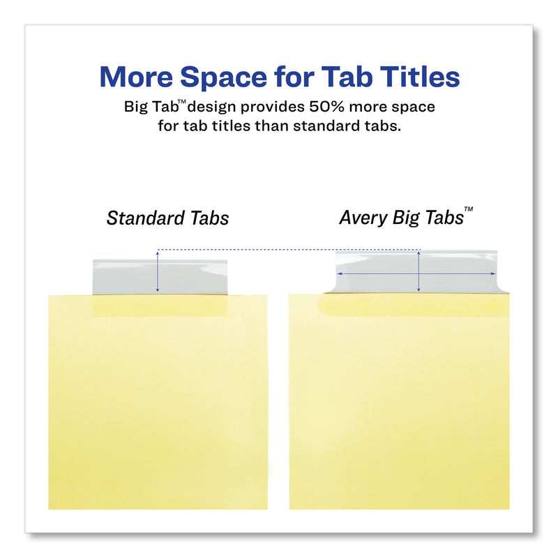 Avery Insertable Big Tab Dividers, 5-Tab, Double-Sided Gold Edge Reinforcing, 11 x 8.5, Buff, Clear Tabs, 1 Set