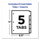 Avery Insertable Big Tab Dividers, 5-Tab, Single-Sided Copper Edge Reinforcing, 11 x 8.5, Buff, Clear Tabs, 1 Set