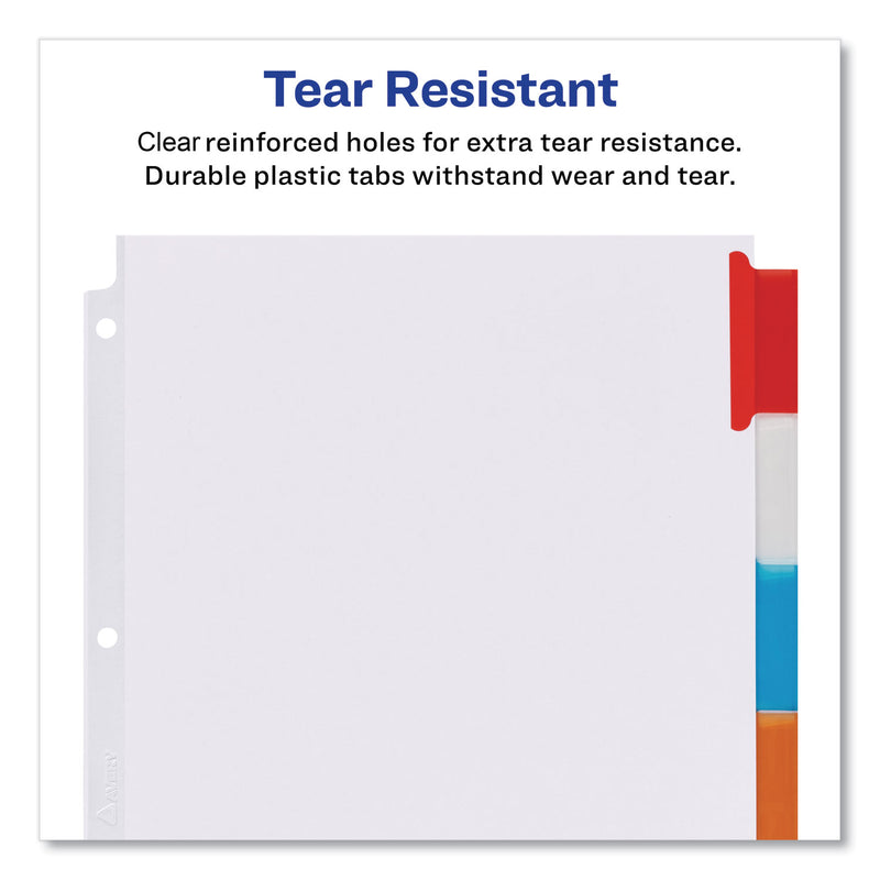 Avery Insertable Big Tab Dividers, 5-Tab, Single-Sided Copper Edge Reinforcing, 11.13 x 9.25, White, Assorted Tabs, 1 Set