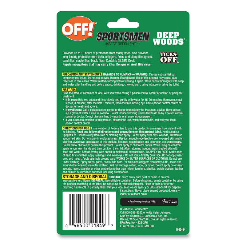 OFF! Deep Woods Sportsmen Insect Repellent, 1 oz Spray Bottle