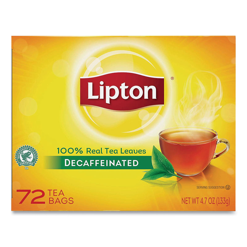 Lipton Tea Bags, Decaffeinated, 72/Box