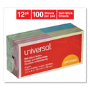 Universal Self-Stick Note Pads, 3" x 3", Assorted Pastel Colors, 100 Sheets/Pad, 12 Pads/Pack