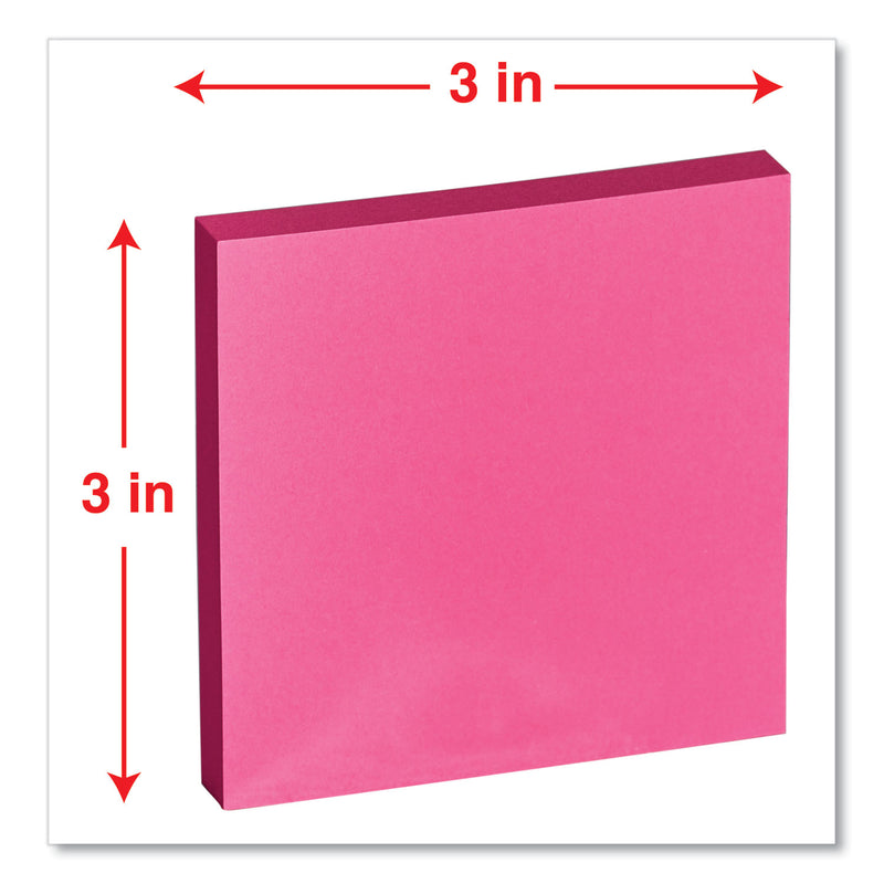 Universal Self-Stick Note Pads, 3" x 3", Assorted Neon Colors, 100 Sheets/Pad, 12 Pads/Pack