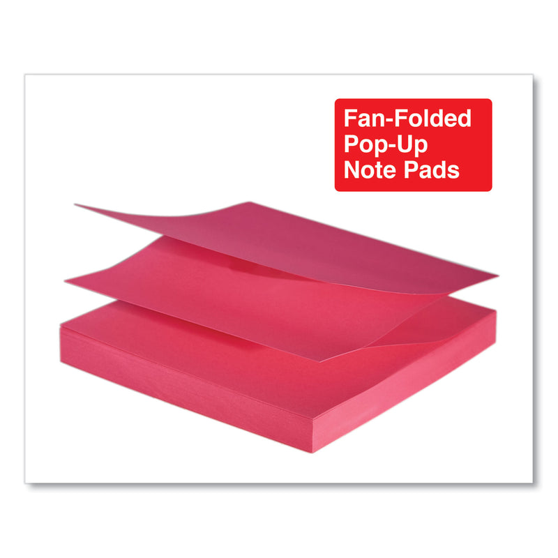 Universal Fan-Folded Self-Stick Pop-Up Note Pads, 3" x 3", Assorted Neon Colors, 100 Sheets/Pad, 12 Pads/Pack