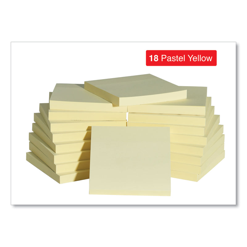 Universal Self-Stick Note Pad Value Pack, 3" x 3", Yellow, 100 Sheets/Pad, 18 Pads/Pack