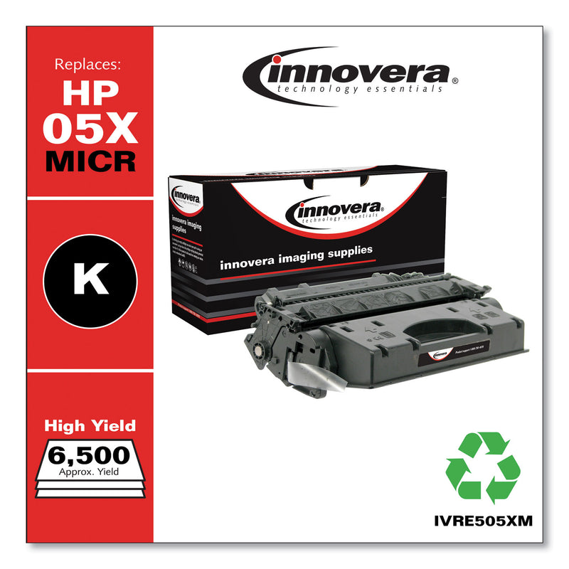 Innovera Remanufactured Black High-Yield MICR Toner, Replacement for 05XM (CE505XM), 6,500 Page-Yield