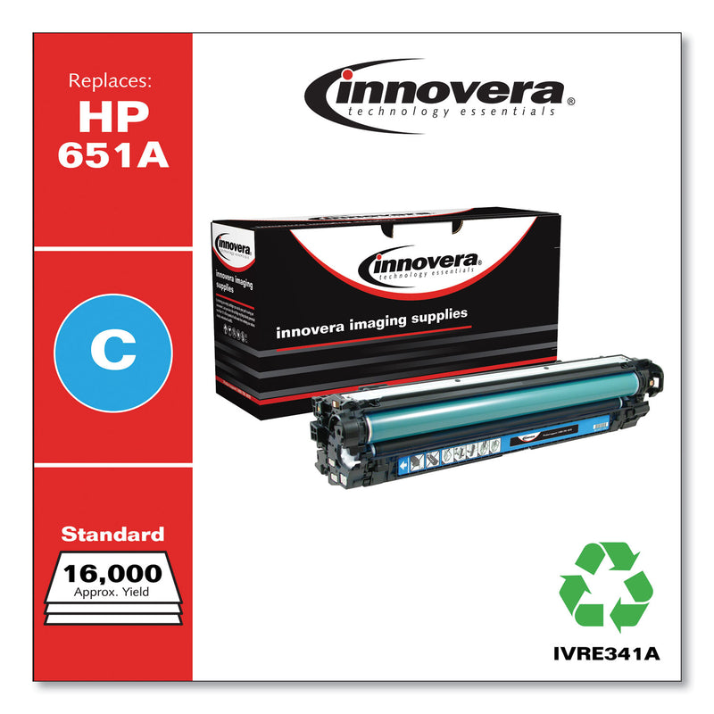 Innovera Remanufactured Cyan Toner, Replacement for 651A (CE341A), 13,500 Page-Yield