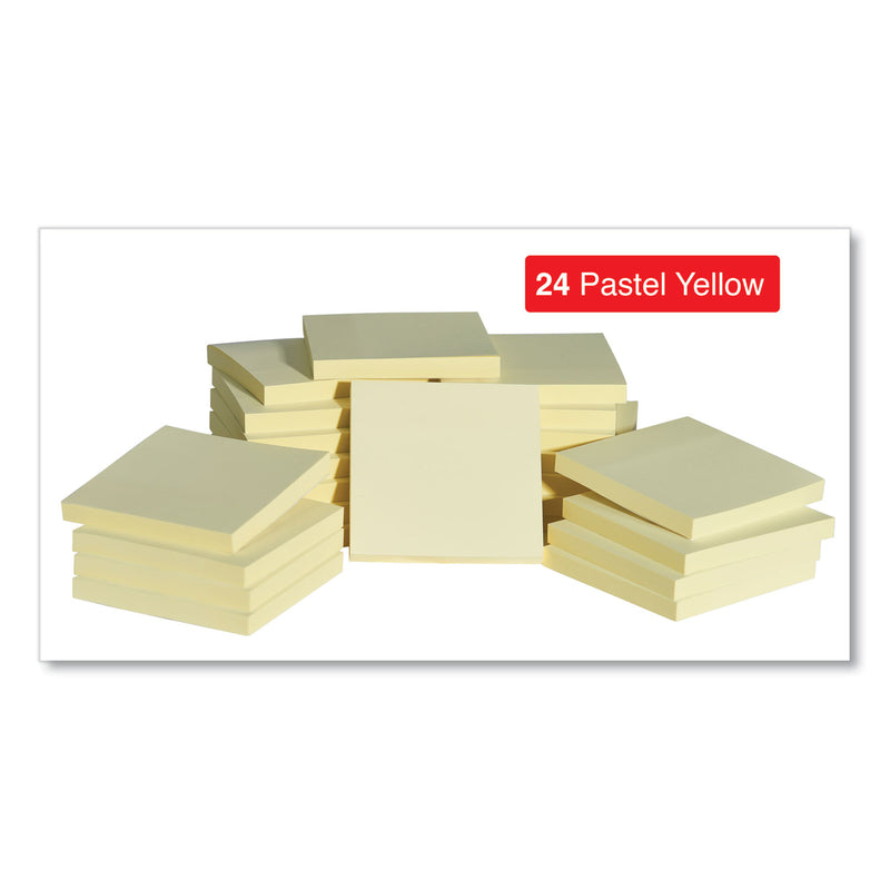 Universal Self-Stick Note Pad Cabinet Pack, 3" x 3", Yellow, 90 Sheets/Pad, 24 Pads/Pack