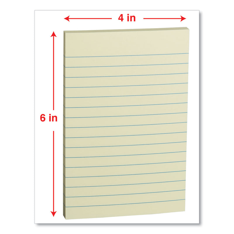 Universal Self-Stick Note Pads, Note Ruled, 4" x 6", Yellow, 100 Sheets/Pad, 12 Pads/Pack