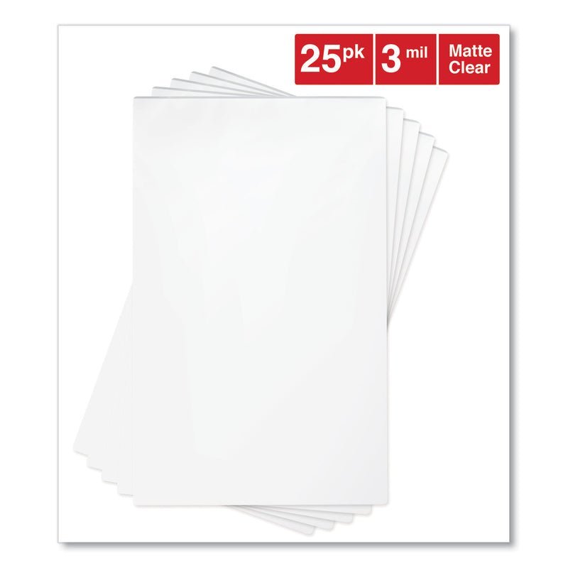 Universal Laminating Pouches, 3 mil, 9" x 14.5", Matte Clear, 25/Pack