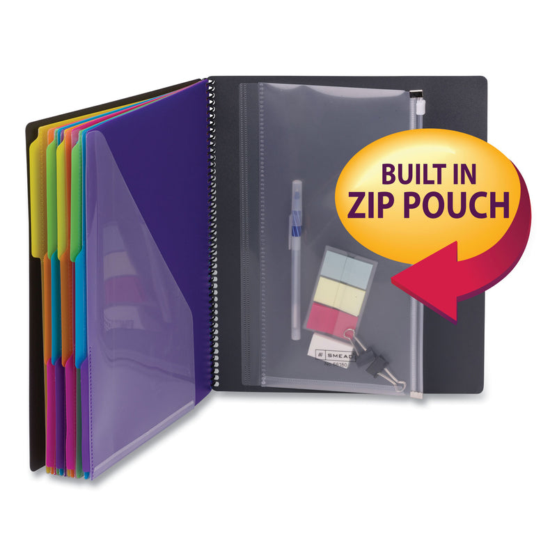 Smead Poly Project Organizer, 24 Letter-Size Sleeves, Gray with Bright Pockets