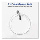 Avery Key Tags with Split Ring, 1.25" dia, White, 50/Pack