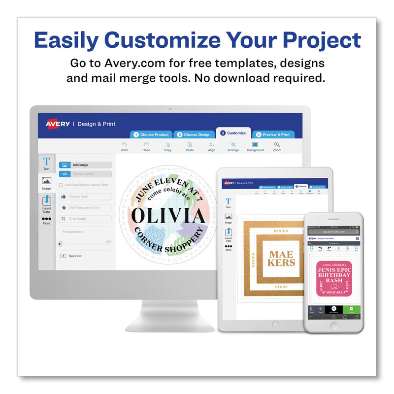 Avery Shipping Labels w/ TrueBlock Technology, Inkjet/Laser Printers, 3.33 x 4, White, 6/Sheet, 500 Sheets/Box