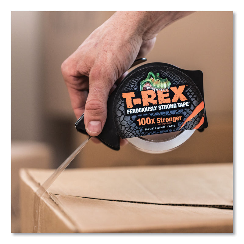 T-REX Packaging Tape with Dispenser, 1.88" Core, 1.88" x 35 yds, Crystal Clear