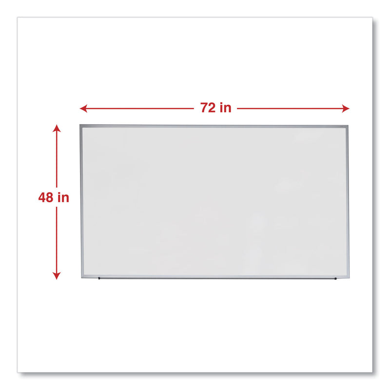Universal Dry Erase Board, Melamine, 72 x 48, Satin-Finished Aluminum Frame