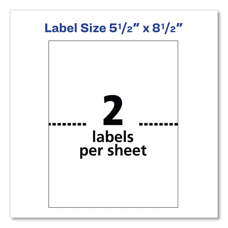 Avery Shipping Labels w/ TrueBlock Technology, Inkjet/Laser Printers, 5.5 x 8.5, White, 2/Sheet, 500 Sheets/Box