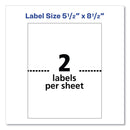 Avery Shipping Labels w/ TrueBlock Technology, Laser Printers, 5.5 x 8.5, White, 2/Sheet, 250 Sheets/Box