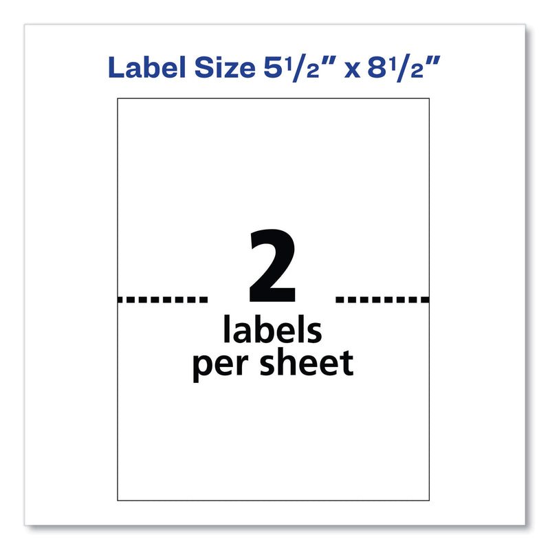 Avery Shipping Labels w/ TrueBlock Technology, Laser Printers, 5.5 x 8.5, White, 2/Sheet, 250 Sheets/Box