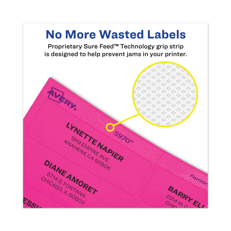 Avery High-Visibility Permanent Laser ID Labels, 1 x 2.63, Asst. Neon, 450/Pack