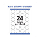 Avery Permanent Laser Print-to-the-Edge ID Labels w/SureFeed, 1.66" dia, White, 600/PK