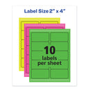 Avery High-Visibility Permanent Laser ID Labels, 2 x 4, Asst. Neon, 150/Pack