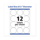 Avery Permanent Laser Print-to-the-Edge ID Labels w/SureFeed, 2 1/2"dia, White, 300/PK