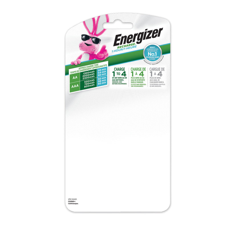Energizer Recharge 1 Hour Charger, For AA or AAA NiMH Batteries, Includes 4 AA Batteries