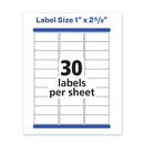 Avery Waterproof Address Labels with TrueBlock and Sure Feed, Laser Printers, 1 x 2.63, White, 30/Sheet, 50 Sheets/Pack