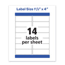 Avery Waterproof Address Labels with TrueBlock and Sure Feed, Laser Printers, 1.33 x 4, White, 14/Sheet, 50 Sheets/Pack