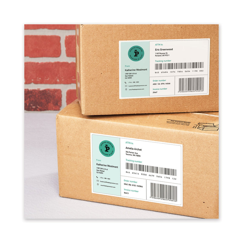 Avery Waterproof Shipping Labels with TrueBlock Technology, Laser Printers, 5.5 x 8.5, White, 2/Sheet, 500 Sheets/Box