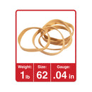 Universal Rubber Bands, Size 62, 0.04" Gauge, Beige, 1 lb Box, 490/Pack