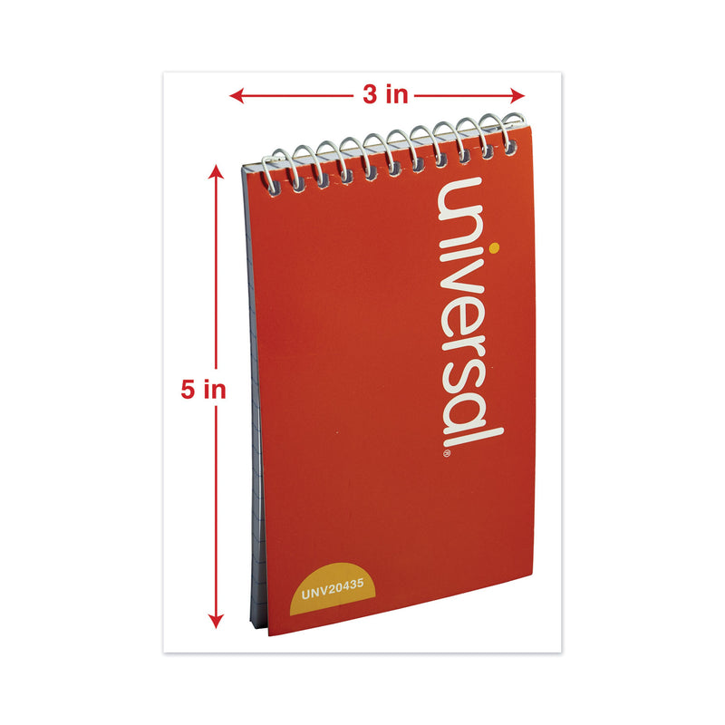 Universal Wirebound Memo Pad with Coil-Lock Wire Binding, Narrow Rule, Orange Cover, 50 White 3 x 5 Sheets, 12/Pack