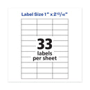 Avery Copier Mailing Labels, Copiers, 1 x 2.81, White, 33/Sheet, 100 Sheets/Box