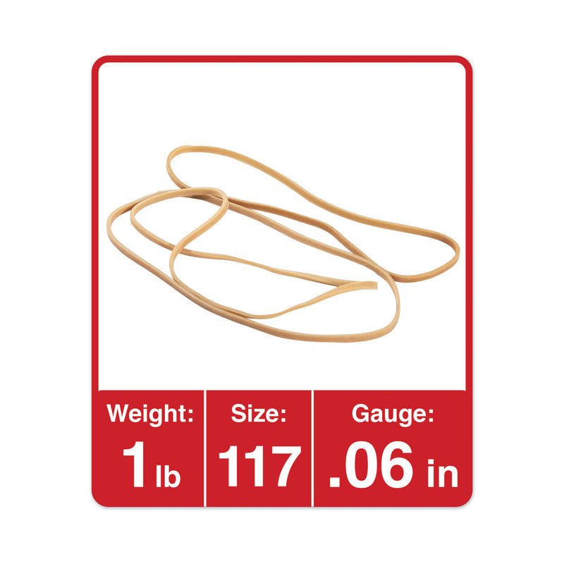 Universal Rubber Bands, Size 117, 0.06" Gauge, Beige, 1 lb Box, 210/Pack