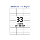Avery Copier Mailing Labels, Copiers, 1 x 2.81, White, 33/Sheet, 250 Sheets/Box