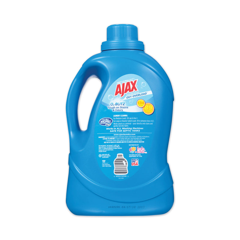 Ajax Laundry Detergent Liquid, Oxy Overload, Fresh Burst Scent, 89 Loads, 134 oz Bottle, 4/Carton