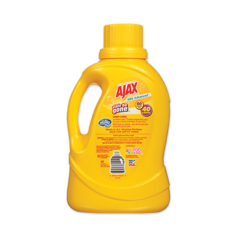 Ajax Laundry Detergent Liquid, Stain Be Gone, Linen and Limon Scent, 40 Loads, 60 oz Bottle, 6/Carton