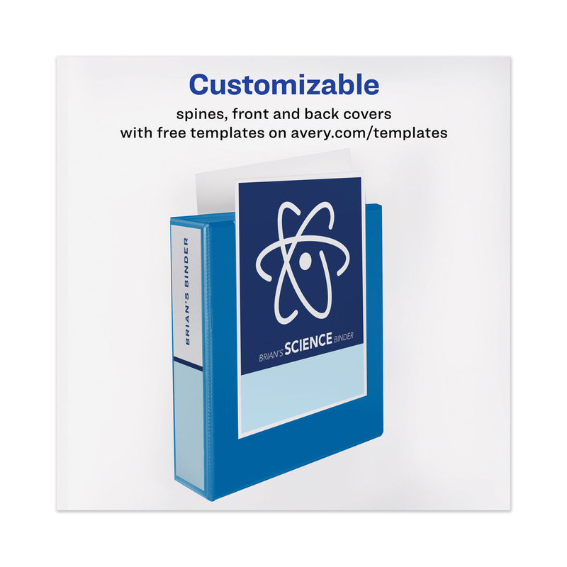 Avery Heavy-Duty View Binder with DuraHinge and One Touch EZD Rings, 3 Rings, 1.5" Capacity, 11 x 8.5, Pacific Blue