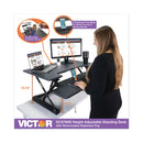 Victor High Rise Height Adjustable Standing Desk with Keyboard Tray, 36" x 31.25" x 5.25" to 20", Gray/Black