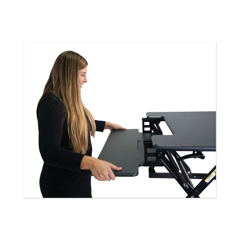 Victor High Rise Height Adjustable Standing Desk with Keyboard Tray, 36" x 31.25" x 5.25" to 20", Gray/Black