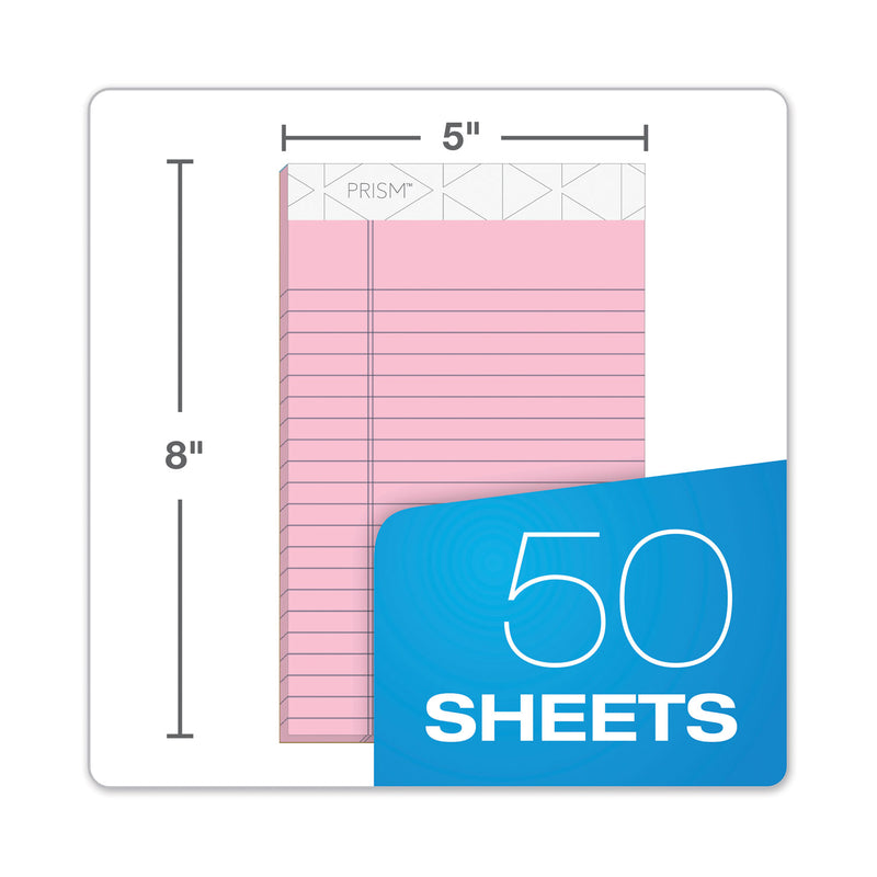 TOPS Prism + Colored Writing Pads, Narrow Rule, 50 Assorted Pastel-Color 5 x 8 Sheets, 6/Pack
